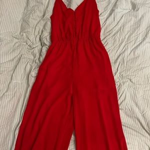 red pantsuit